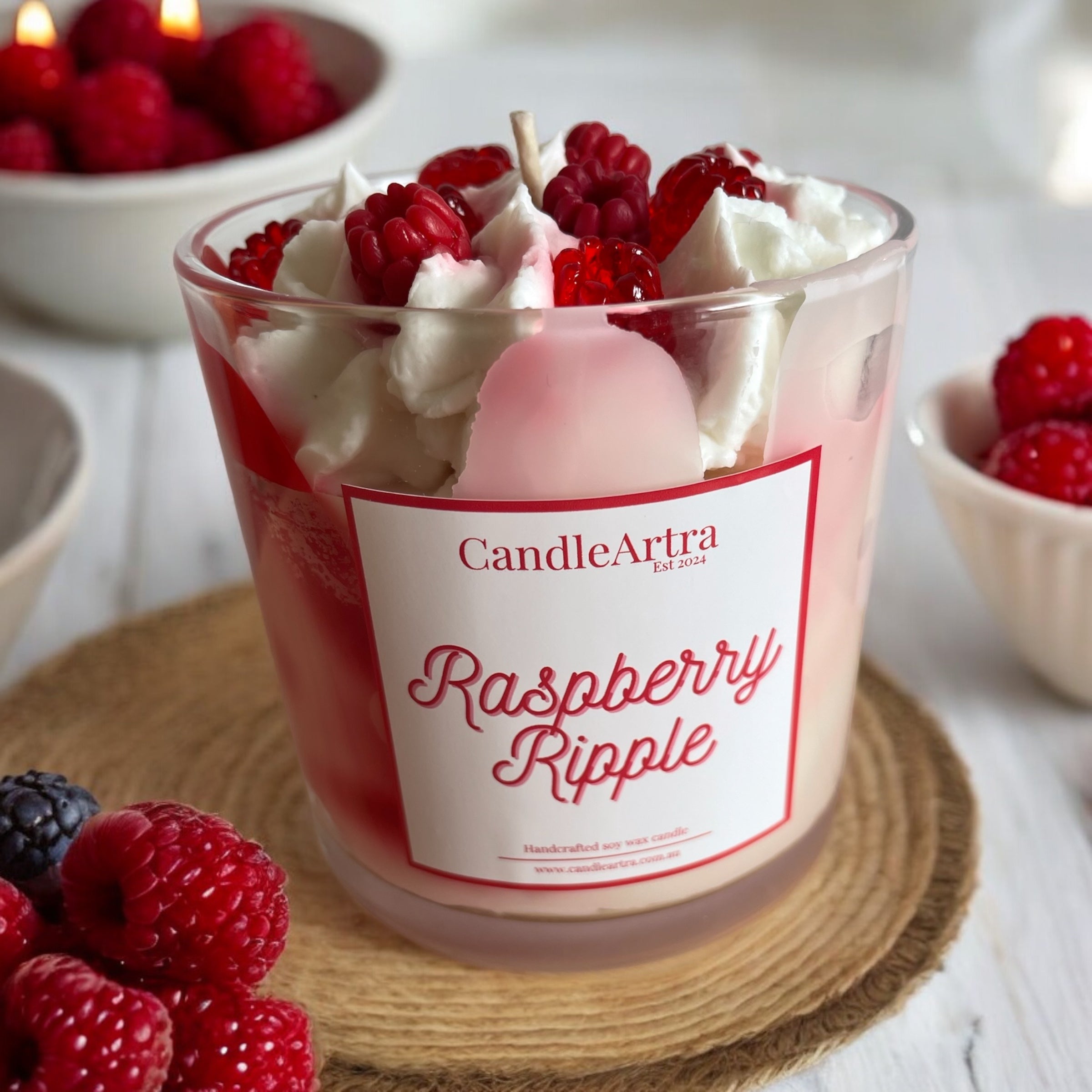 Dessert Candle - Raspberry Ripple Candle - home decor | CandleArtra